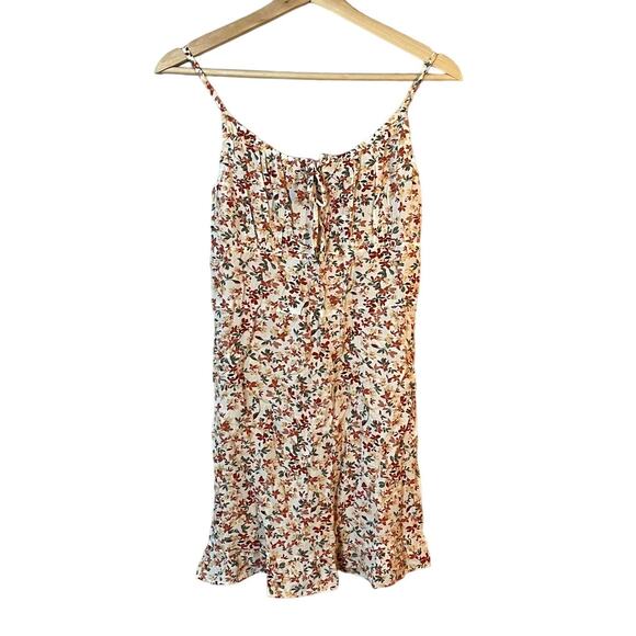 Abercrombie & Fitch Floral Peasant Style Tie Bodice Flirty Mini Dress SZ Medium - Picture 1 of 11